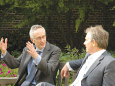 Michael Barber chatting to former PM Blair