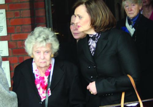 Cherie Blair next to Mary Wilson at the funeral of Michael Foot 