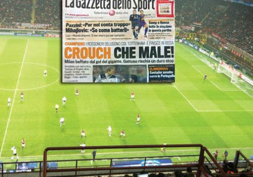 ‘Crouch – that hurt’ says the Italian sports paper headline. 