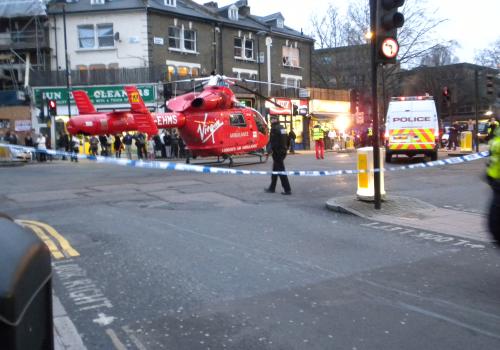 The scene outside Tufnell Park Tube