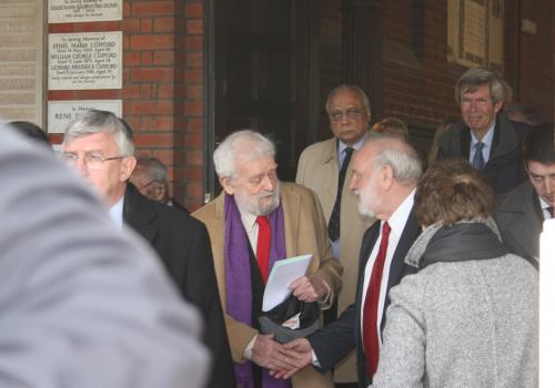 Illtyd Harrington and Frank Dobson at Michael Foot's funeral