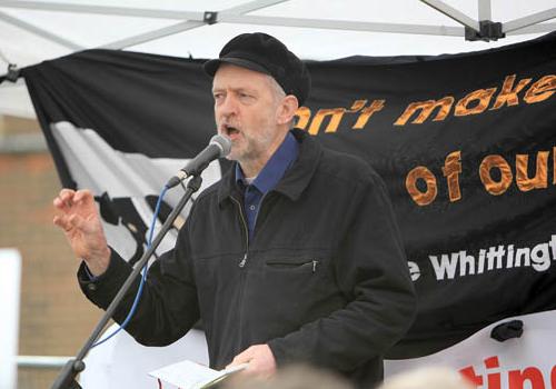 Jeremy Corbyn, pictured at a protest against local healthcare cuts earlier this 