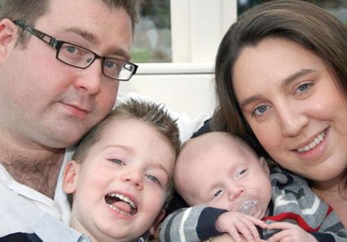 Baby Harrison with parents Richard and Kelly, and brother Fletcher