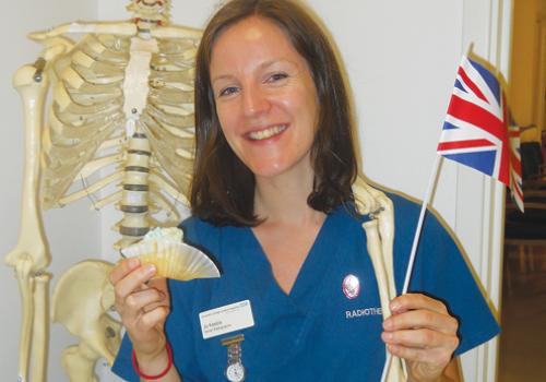 Jo Keeble, senior radiographer at UCLH, enjoys the wedding celebration