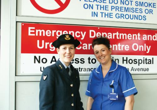 Laura Hodson, left, with Nickola Amin, matron of Whittington Health’s emergency 