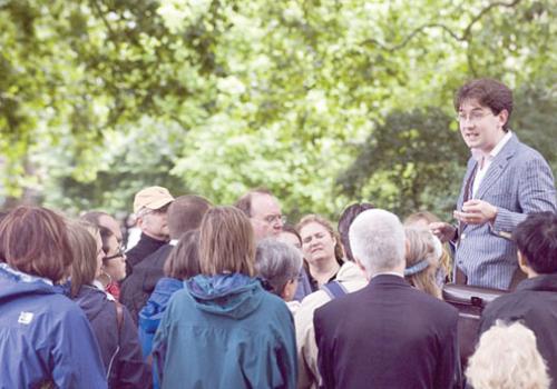 Medical historian Richard Barnett during a walking tour