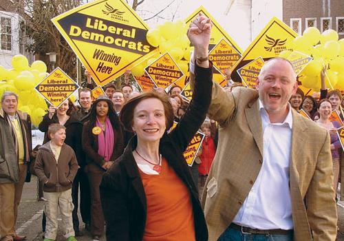 Islington South candidate Bridget Fox with Lib Dem leader Terry Stacy