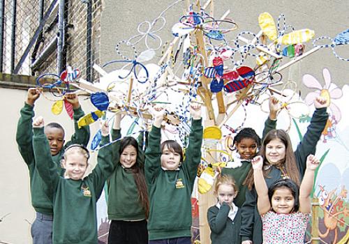 Rotherfield Primary School pupils celebrate the latest findings from Ofsted