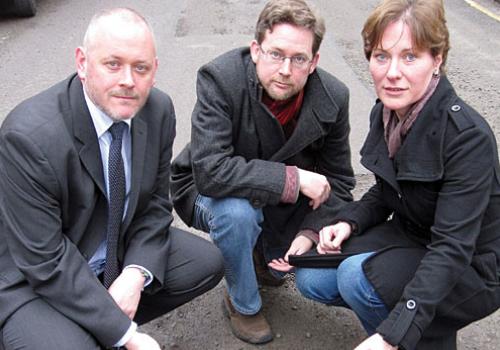 Council leader Terry Stacy with Councillor Ursula Woolley and Caspar Woolley