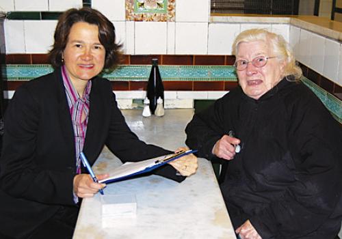 Cllr West with Joyce Cornish, who popped in for advice