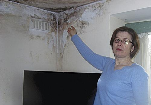 Leaseholder Yuksel Karaagac claims dampness and mould comes from a leaking roof