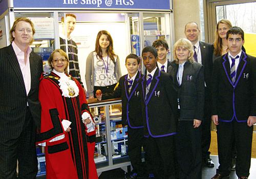 Mayor, Ms White and some of the store’s first customers