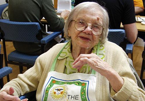 100-year-old Lillian Baynham at the Bridge luncheon club