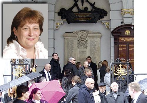 Mourners outside St Peter’s Italian Church in Clerkenwell; inset, Donna Boffa 