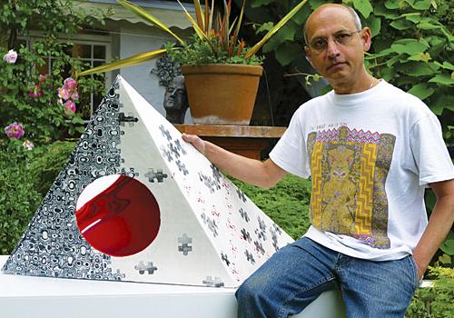 Ahmed Farooqui with his exhibit, ‘The House That Jack Built’