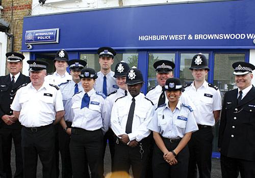 Police outside the new Blackstock Road station