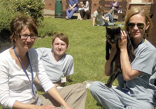 Whittington Cat with hospital staff