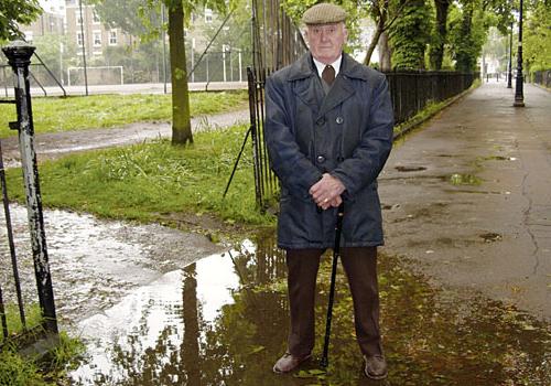 Call for action: Joe Hagland by the leak in Highbury Fields