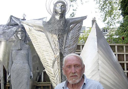 Stephen Flanagan with the garden angels