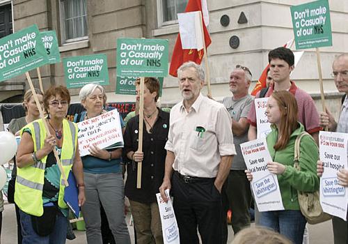 MP Jeremy Corbyn with Whittington protesters