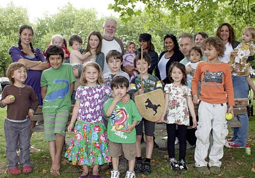 Parents and children protesting at decision to axe money for playgrounds