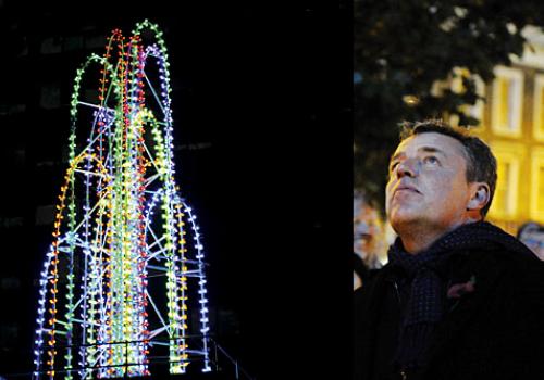 Suggs admires the Big Rock Candy Fountain