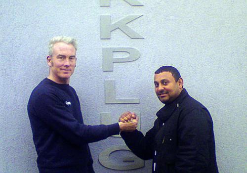 ‘Prince’ Naseem Hamed with Sparkplug’s project leader Martin Willis