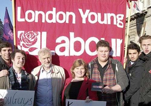 Labour MPs Emily Thornberry and Jeremy Corbyn on the march with students