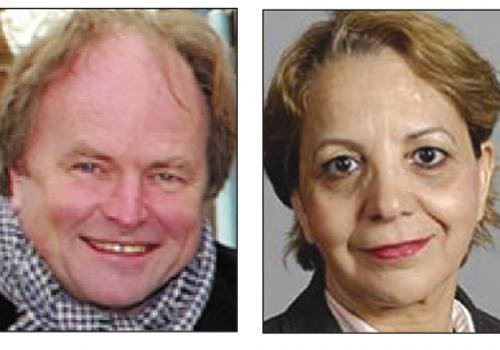 Comedian Clive Anderson and Mayor Mouna Hamitouche