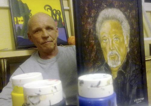 Artist William Denison at work in the studio