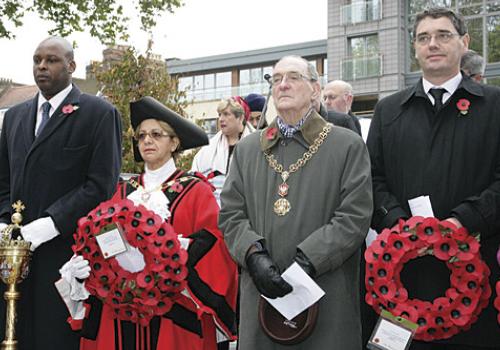 Sylvester Allen, Mayor Mouna Hamitouche, Hugh Jenkins and Sean McLaughlin