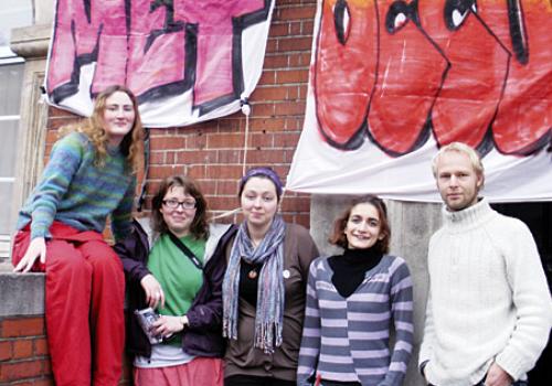 Students taking part in the London Met occupation