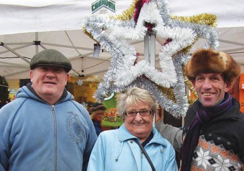 Trader Ian Jenkins, customer Iris Tuckfield and David Twydell