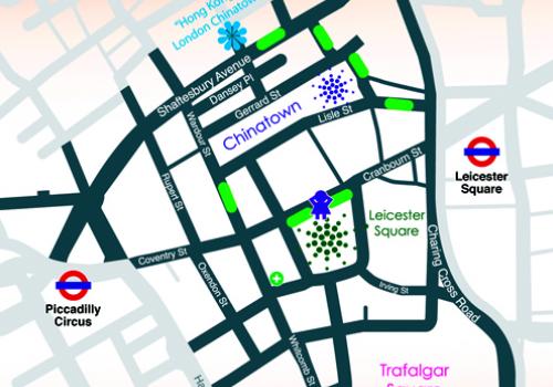 Map of Chinatown with First Aid, stalls and lost children areas