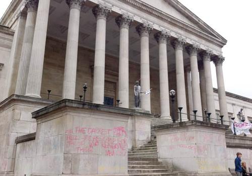 Student graffiti left on UCL buildings during protests last month