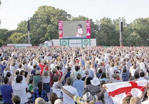 Cricket fans watch last year’s Ashes series in Regent’s Park