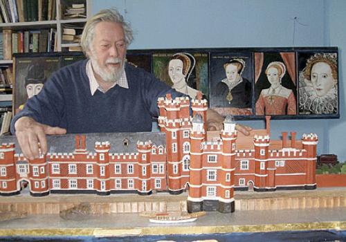 Nicholas Wood with the model he created after finding scraps of a Royal palace