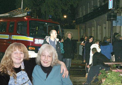 Outside Caroline Dyott’s flat last October. Inset, Ms Dyott, right, with Penny