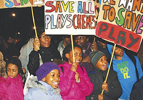 Protesters outside Camden Council