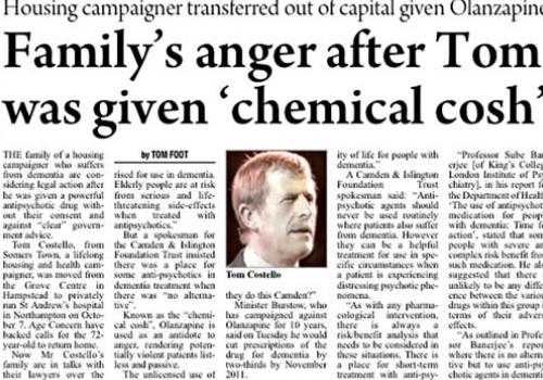 How Tom Costello's treatment has been reported in the New Journal