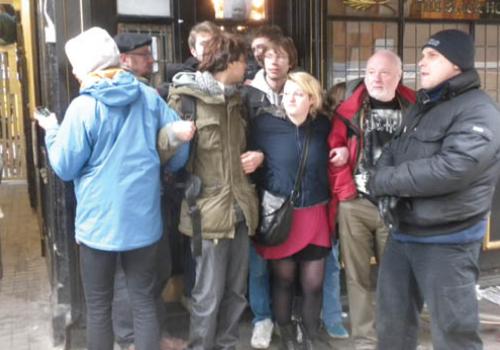 Clash: squatters are confronted outside the Black Horse