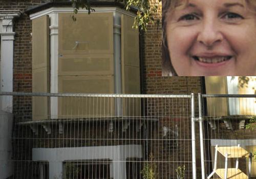 Boarded up: one of the properties in Warlock Road.  Inset, Karen Buck MP