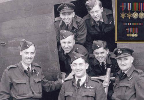 Charles Alexander Ogilvy, seated centre, with colleagues. Inset: His war decorat