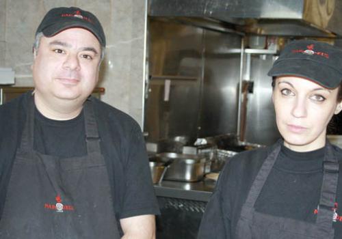 Mehrdad Tavakoly and Cristina Iacobae who work at Papa Del’s in Belsize Lane