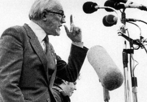 Michael Foot speaking at  a political rally in 1981