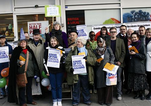 Cllr Ralph Scott (sixth from right) at Saturday’s No Sell Offs protest