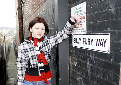 Above: Andrea Masala next to the newly named Billy Fury Way