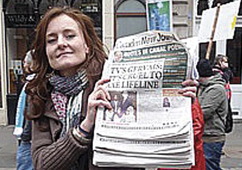 Campaign organiser Jane Clinton with last week’s New Journal front page