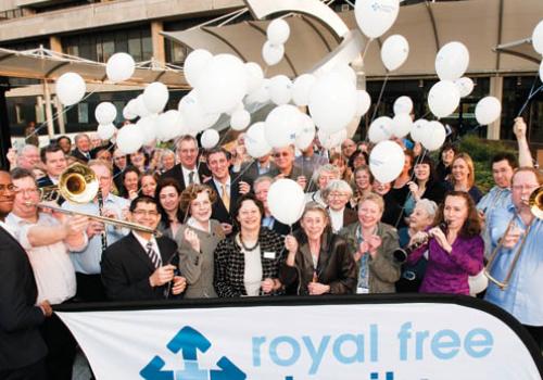  Balloons and fanfare for the new hospital charity logo. 