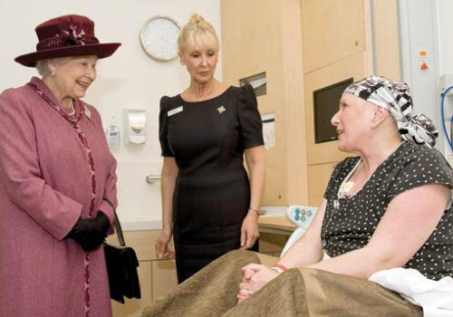 The Queen is pictured, with Matron of the London Clinic, Amanda Hallums